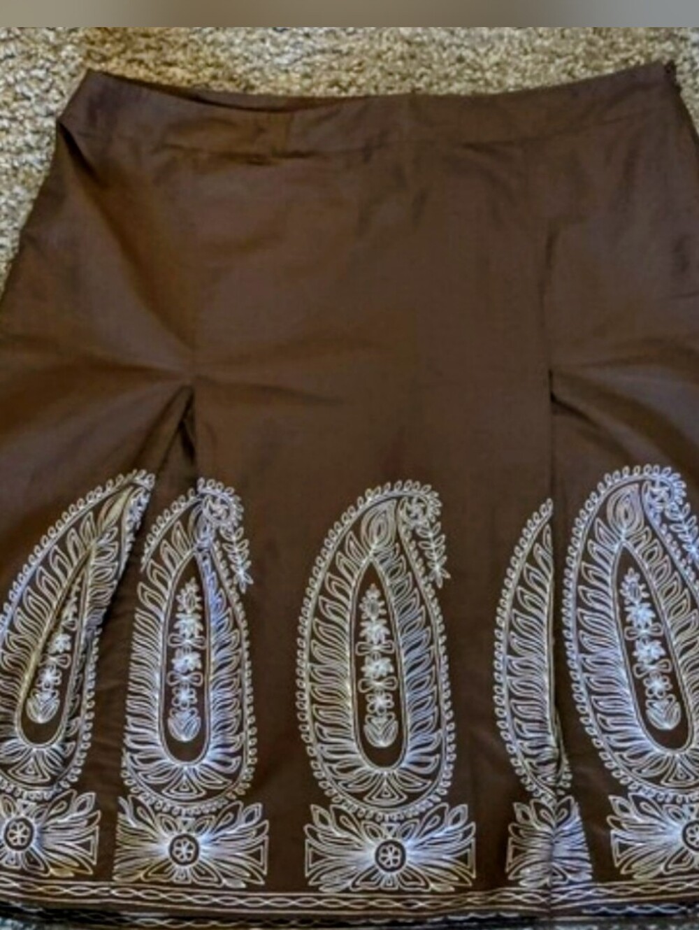 Brown Skirt with White Paisley Border